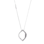 Collana Salvini Time Square Oro Bianco e Diamanti con pendente foglia e pietre chiare