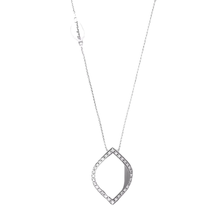 Collana Salvini Time Square Oro Bianco e Diamanti con pendente foglia e pietre chiare