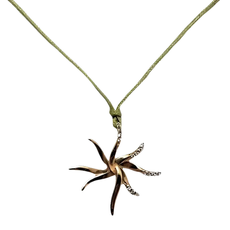 Pendente multibraccio in oro giallo con diamanti e corda verde Collana Sole GLB 500