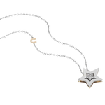 Collana Stella Oro Bianco e Diamanti con pendente a stella e charm C in oro