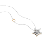 Collana Stella d’Oro Portafortuna con pendente a stella con diamanti e charm a C
