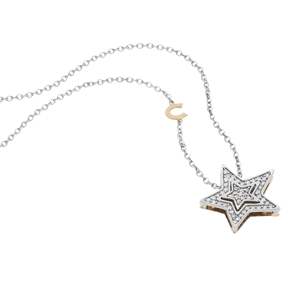 Collana Stella Oro e Diamanti COMETE GIOIELLI GLB 1446 con pendente a stella e ferro di cavallo
