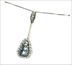 Collana Salvini Dahlia con pendente in acquamarina a pera e diamanti in argento