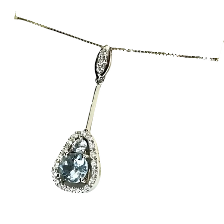 Collana Salvini Dahlia con pendente in acquamarina a pera e diamanti in argento