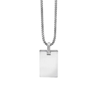 Collana uomo in acciaio con pendente rettangolare argento e diamanti Comete Gioielli UGL349