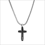 Collana uomo COMETE acciaio silver con croce nera Zip UGL 754 e 3 diamanti