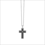 Collana uomo Comete acciaio croce texture con diamante centrale