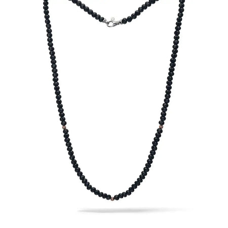 collana uomo comete argento e spinelli neri - Gioielleria Bonini