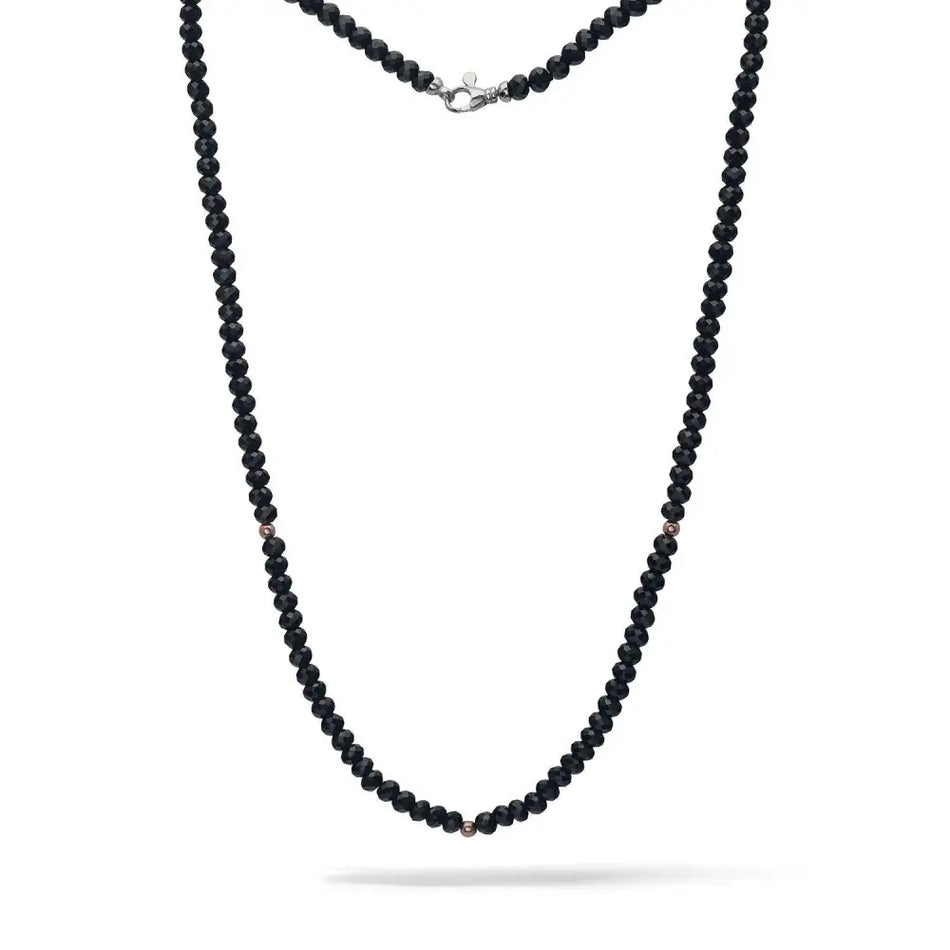 collana uomo comete argento e spinelli neri - Gioielleria Bonini
