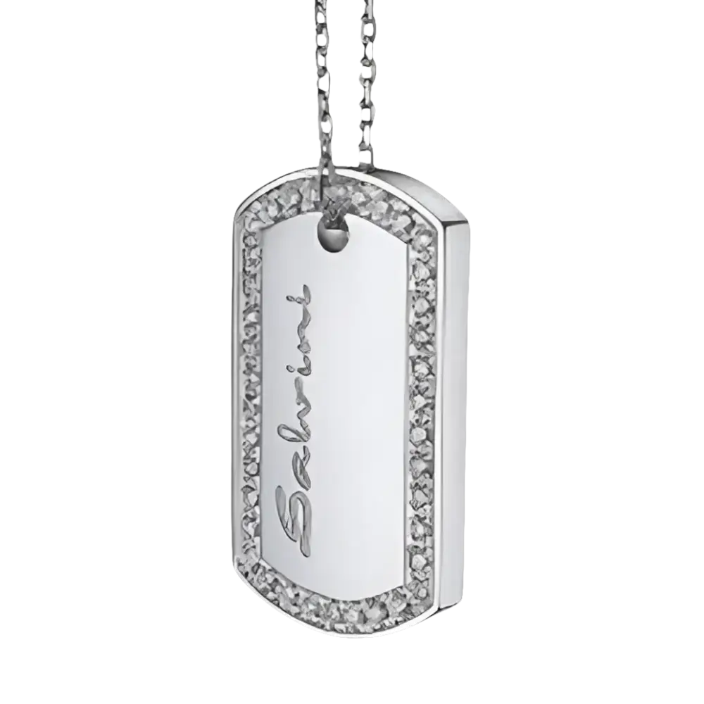 Pendente in argento con bordo di diamanti Collana uomo oro e diamanti Code di Salvini