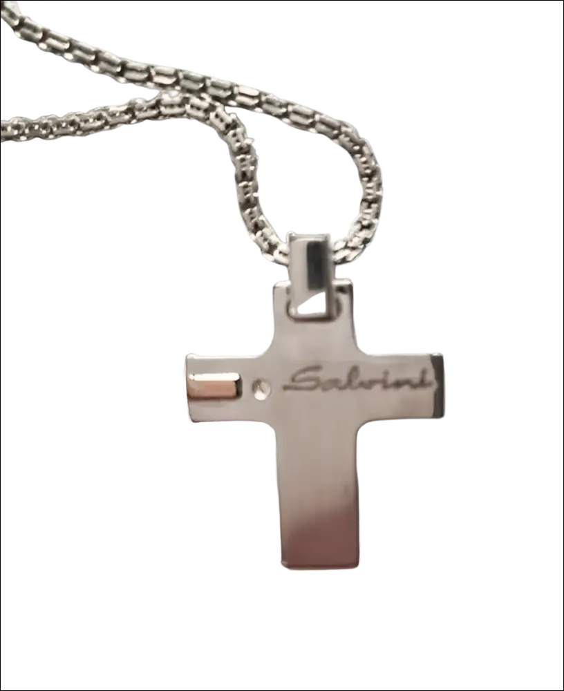 Pendente croce Salvini argento con accento oro rosa lucido