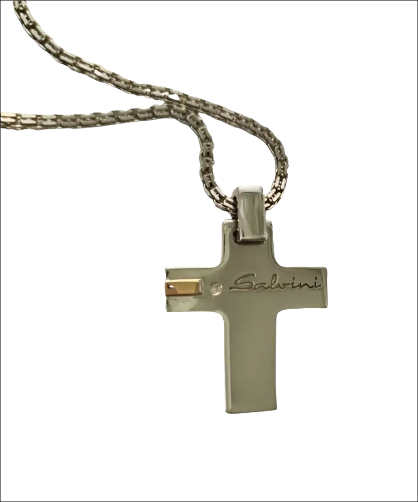 Collana uomo Salvini argento croce con accento oro e incisione Salvini