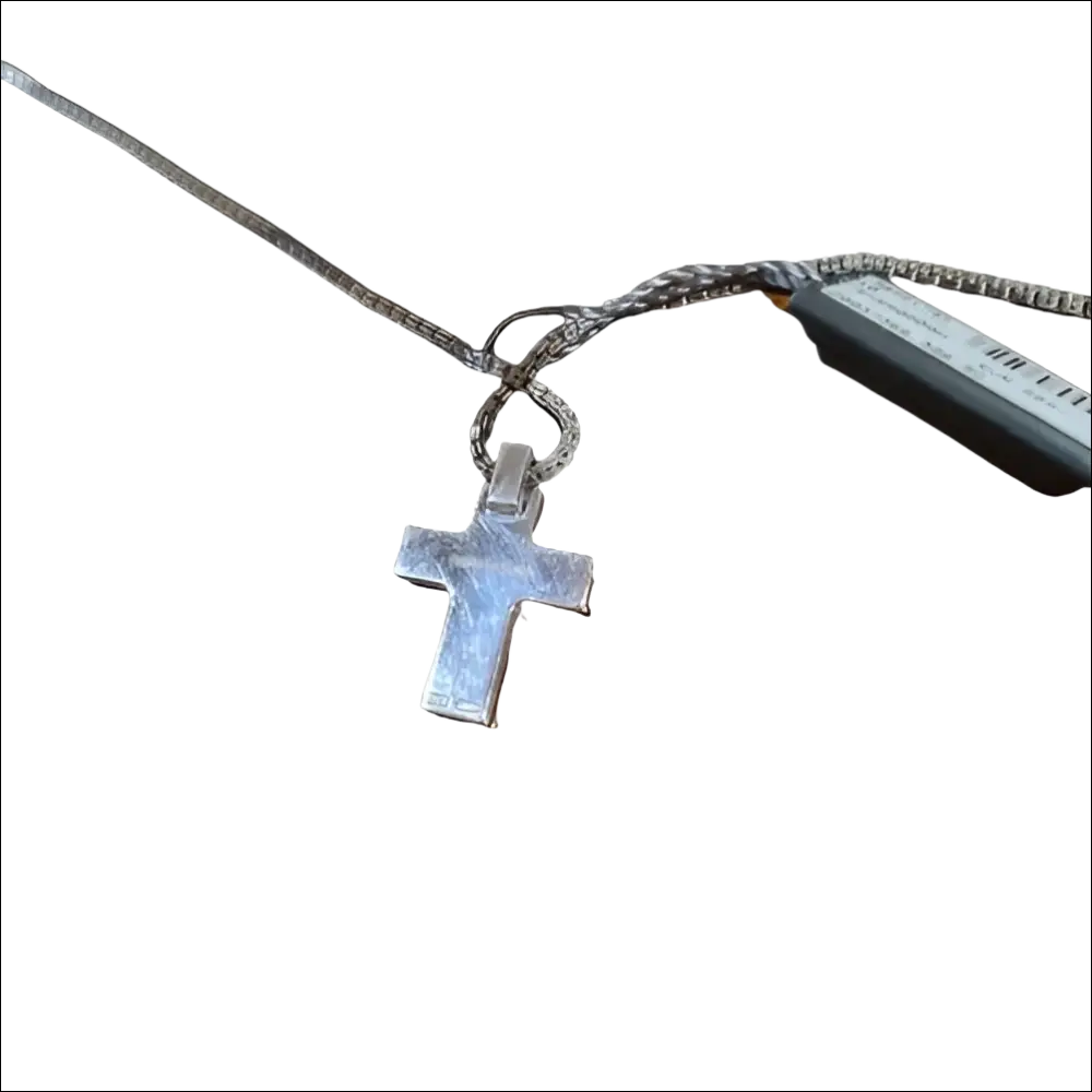 Collana uomo Salvini Argento Croce, retro con catena testurizzata e tag