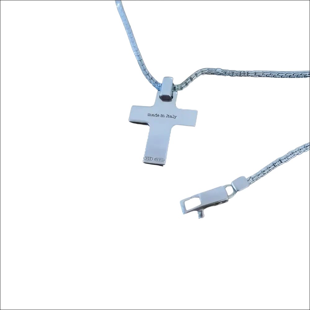 Collana uomo Salvini argento croce con incisione Made in Italy e catena intrecciata