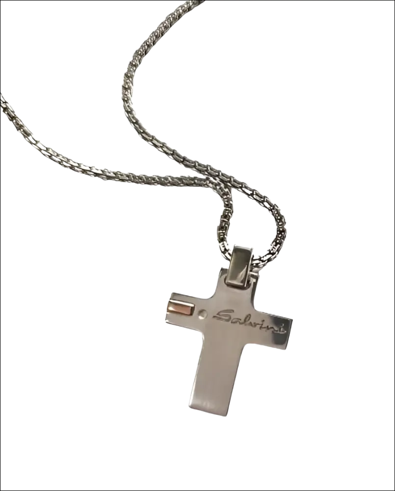 Collana uomo Salvini argento croce con catena e incisione sul retro
