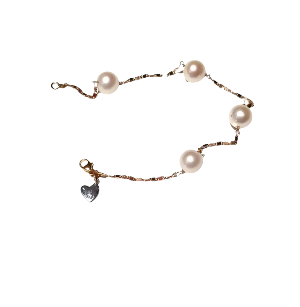 Bracciale COMETE BRP 144 in oro rosé con perle rosa e cuore
