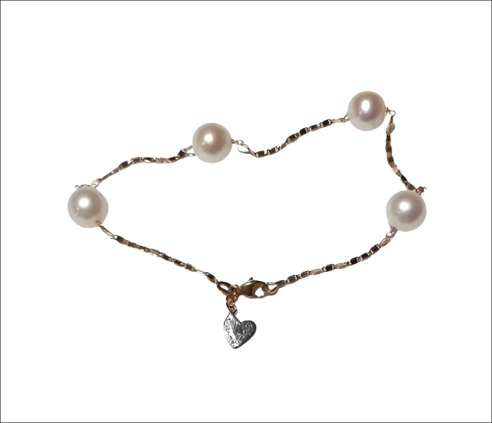 Bracciale COMETE BRP 144 oro rosé con perle bianche e cuore