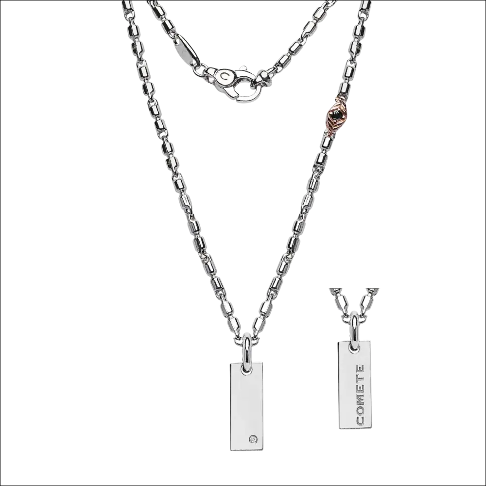 Collana girocollo argento COMETE UGL 752 con ciondolo rettangolare diamante
