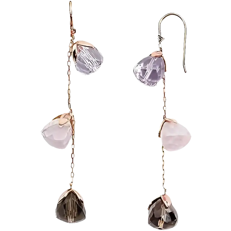 Orecchini pendenti Comete Gioielli ORB 387 in oro rosa con pietre colorate facettate