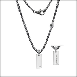 Girocollo Comete uomo argento con diamante, spinelli neri e pendente inciso