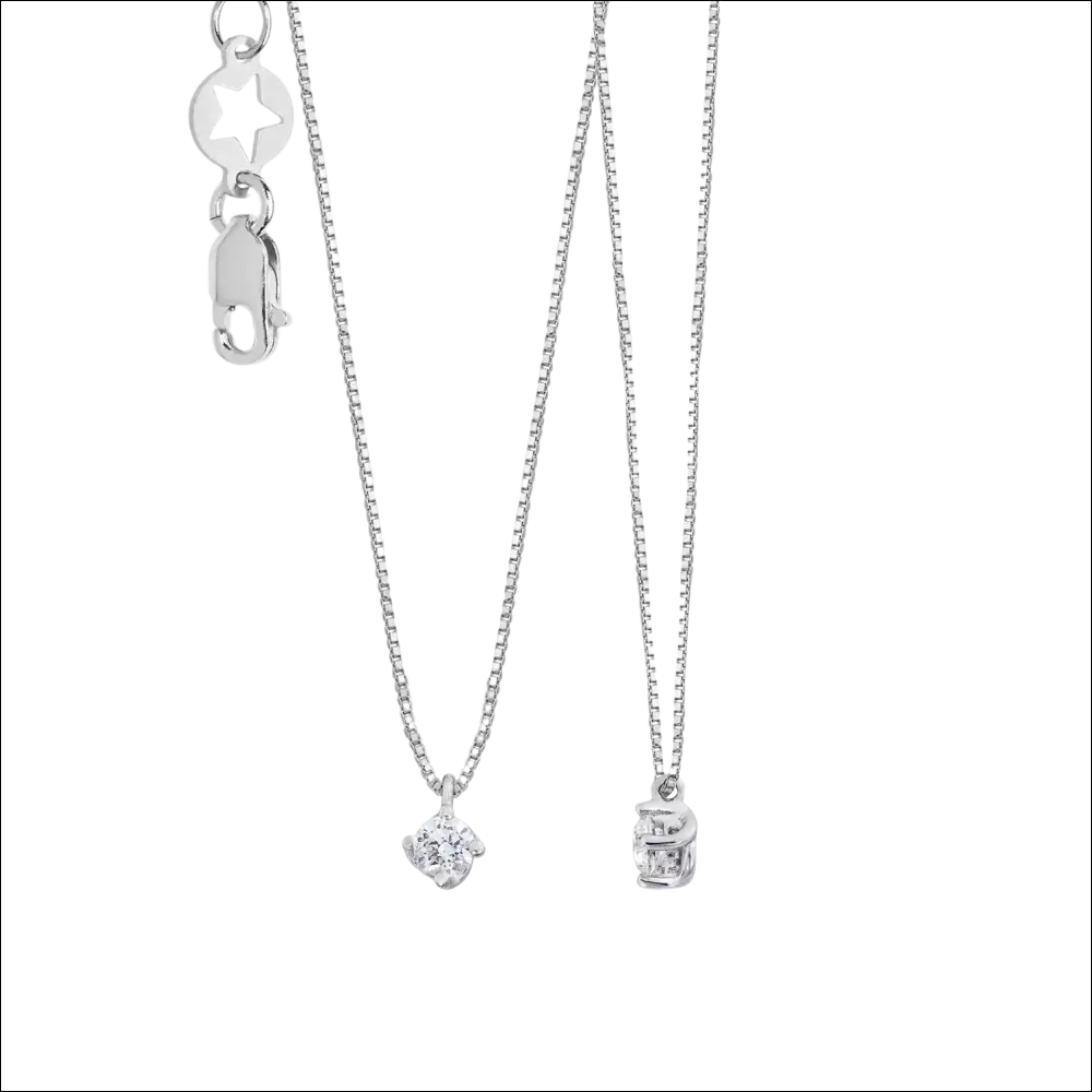 Girocollo COMETE Identity in oro bianco con diamanti tondi e rettangolari