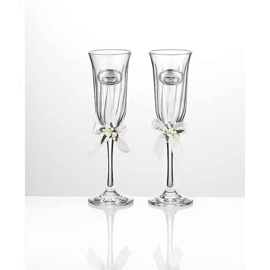 coppia bicchieri di cristallo per regalo nozze VALENTI 16506 - Gioielleria Bonini