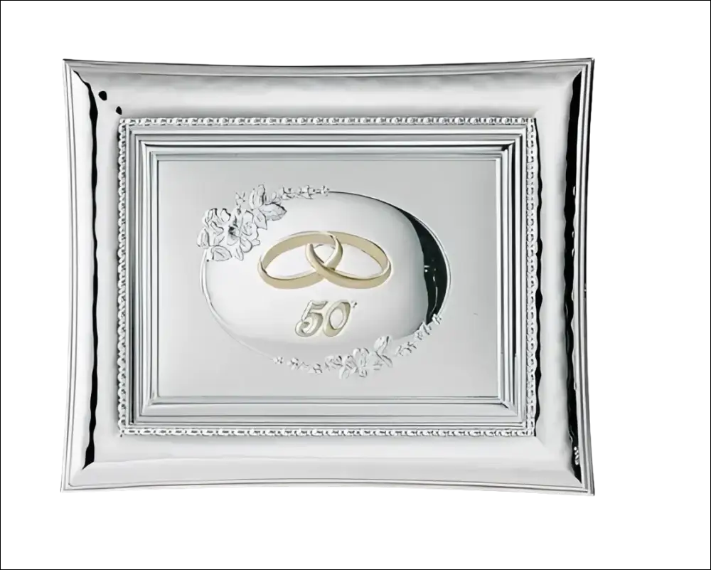 Cornice argento per 50° anniversario Matrimonio Targa VALENTI C5554L