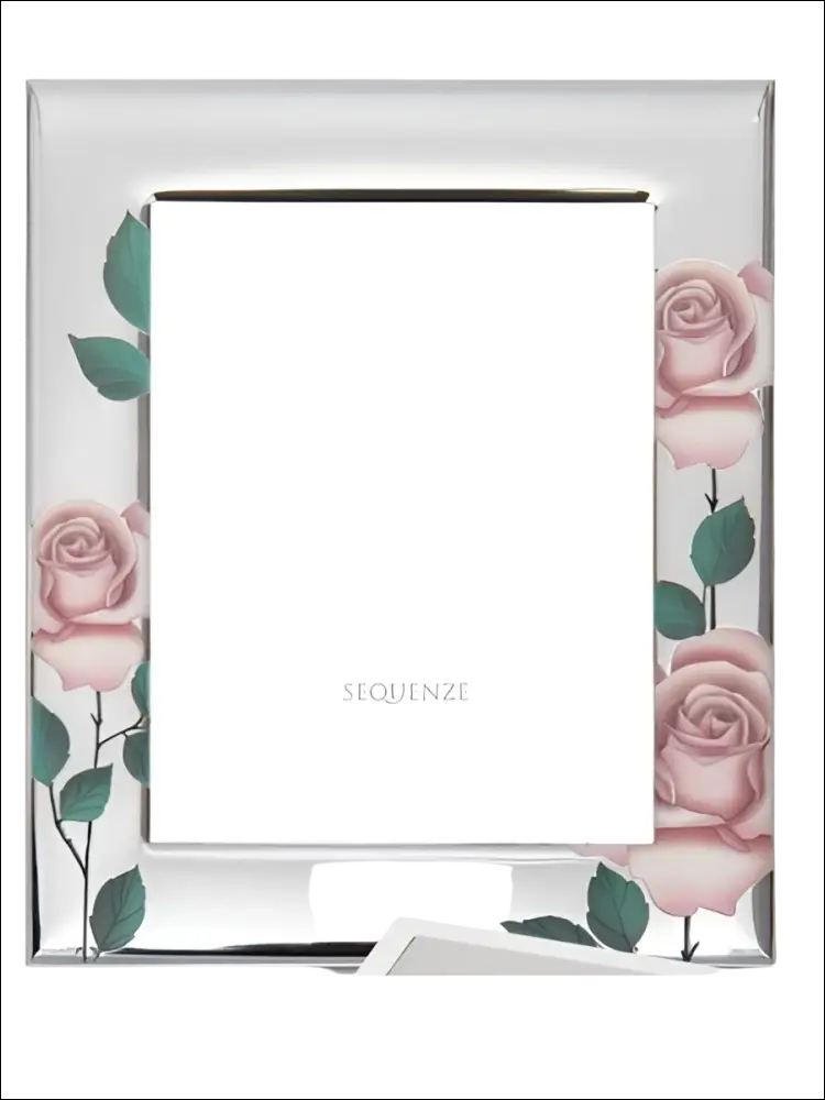 Cornice Argento Fanny Rose Baccarat con decalcomanie rosa e foglie verdi