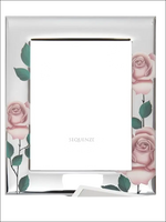 Cornice Argento Fanny Rose Baccarat con decalcomanie rosa e foglie verdi