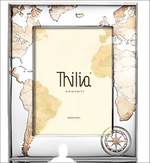 Cornice Argento Thilia con mappa del mondo 13x18 cm, rosa dei venti