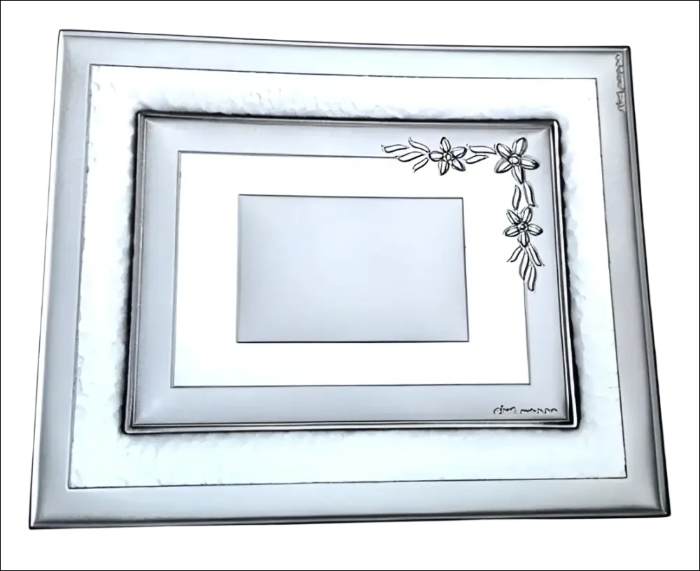 Cornice Eventi con targa argento PVD e fregio floreale