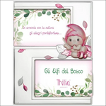 Cornice portafoto doppia Thilia con elfo in elegante cornice argentata