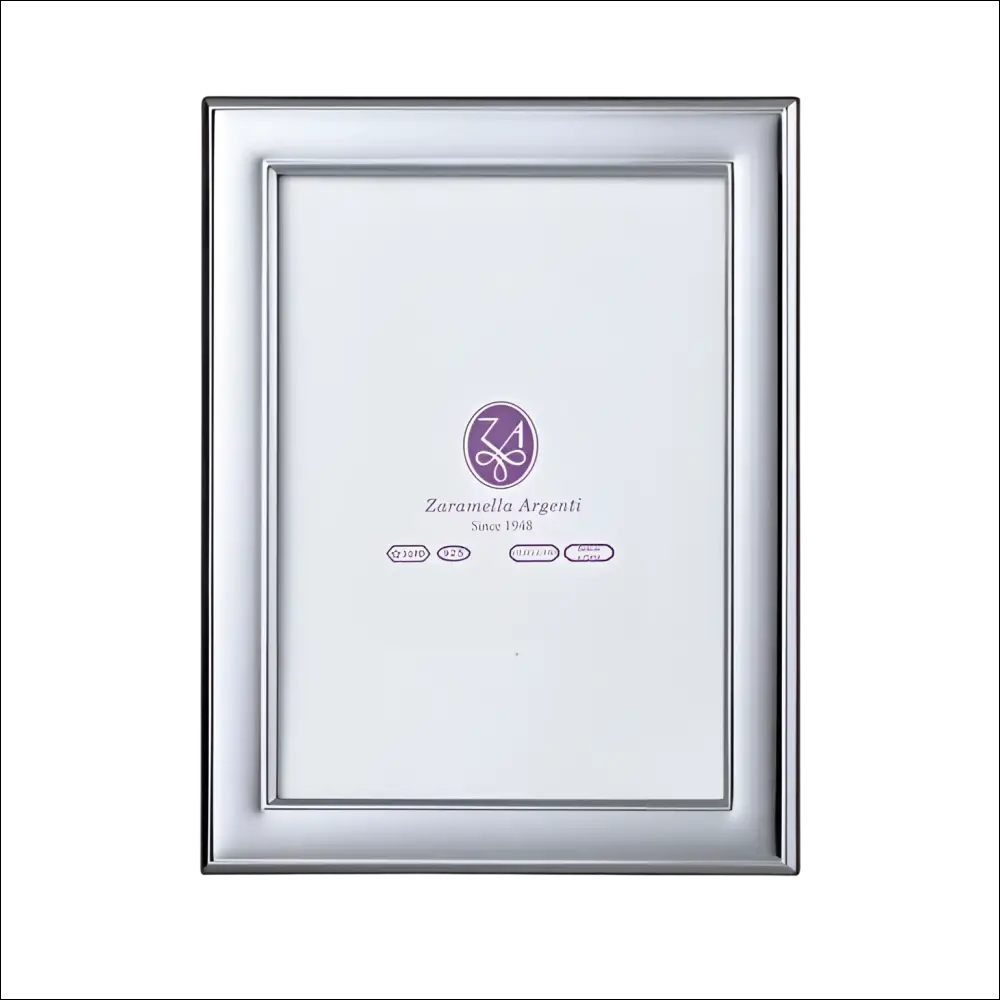 Cornice Kiev in Argento 925, telaio rettangolare argento lucido con bordi bisellati