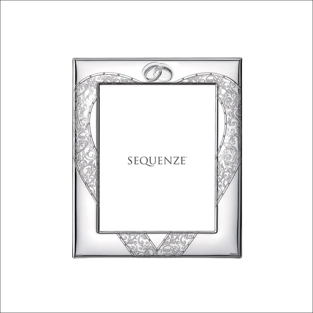 Cornice SEQUENZE Amour fedi matrimoniali SQ1016/13 con elegante telaio a cuore argentato