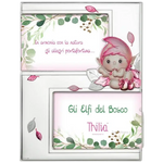 Cornice portafoto doppia Thilia con elfo in elegante cornice argentata