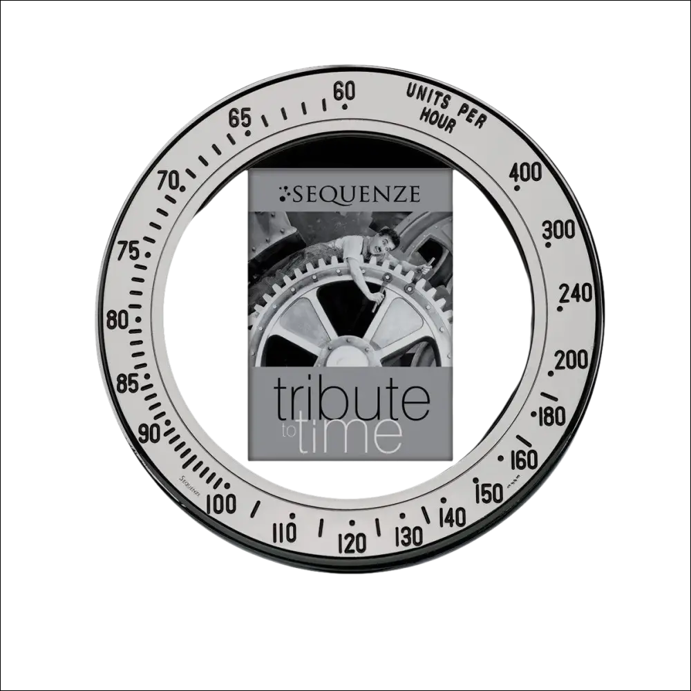 Alt text per SEO for Cornice Portafoto Tribute to Time SQ1221 featuring a circular metal gauge with framed image