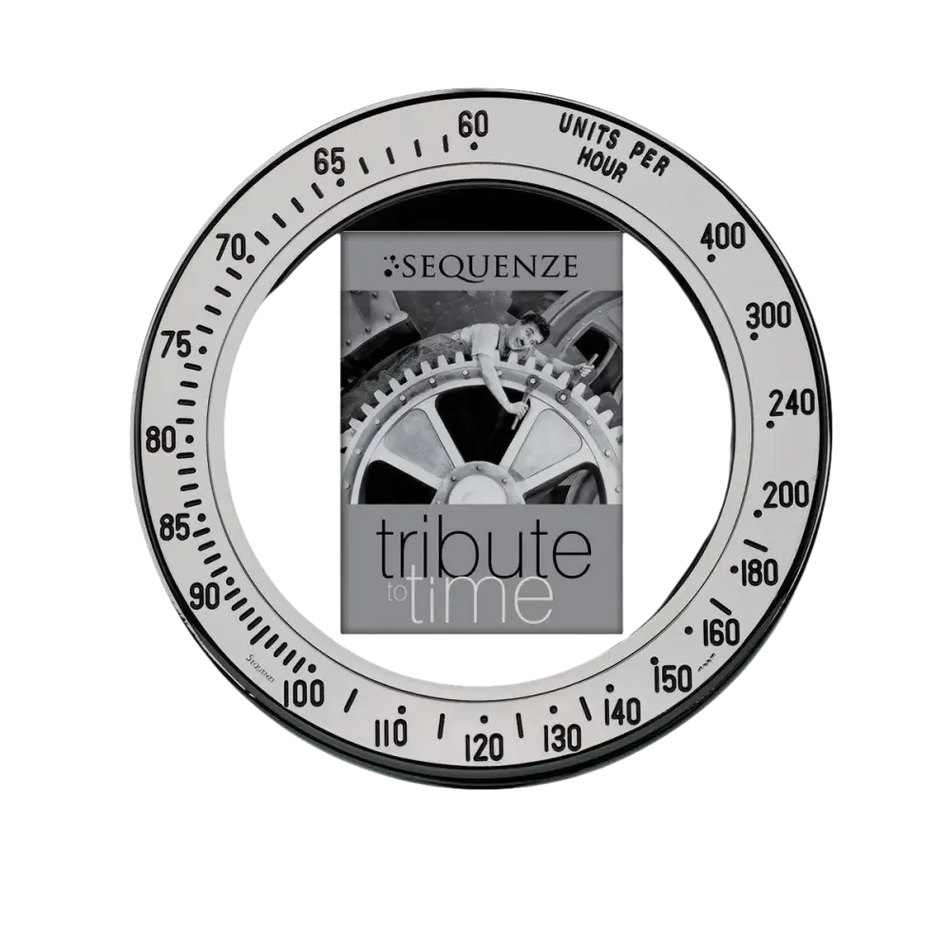 Alt text per SEO for Cornice Portafoto Tribute to Time SQ1221 featuring a circular metal gauge with framed image
