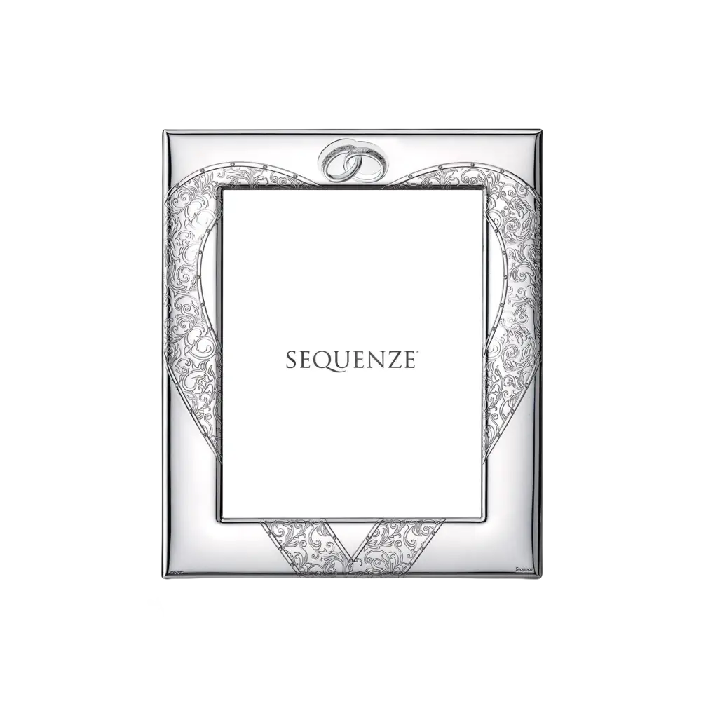 Cornice SEQUENZE Amour fedi matrimoniali SQ1016/13 con elegante telaio a cuore argentato