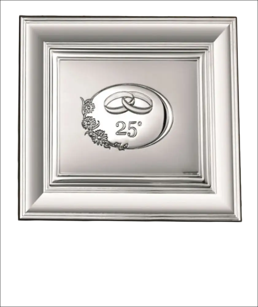 Targa Cornice Anniversario Nozze dArgento con anelli e fiori 25 anni