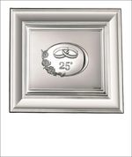 Targa Cornice Anniversario Nozze dArgento con anelli e fiori 25 anni