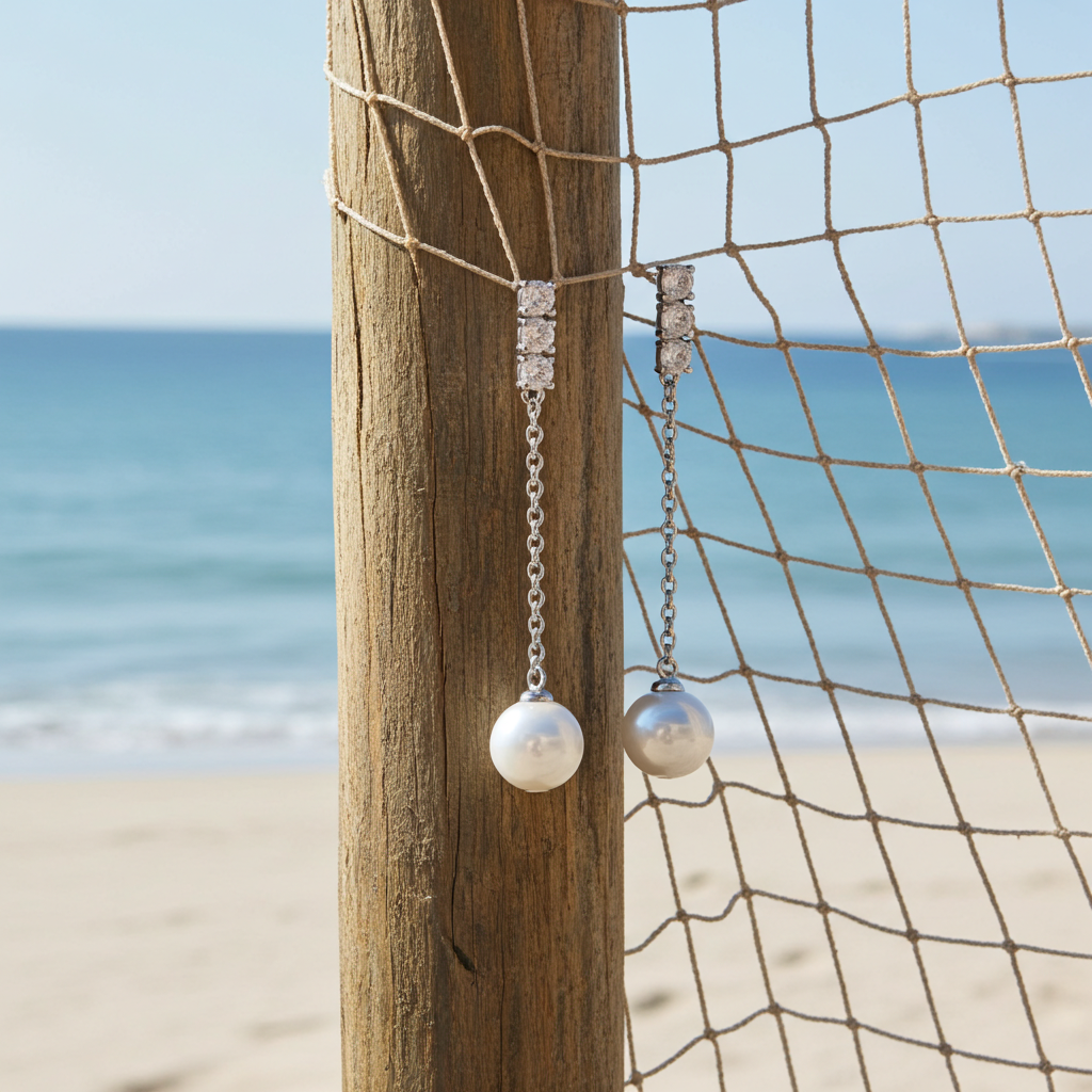 Orecchini pendenti oro bianco perle e diamanti Salvini