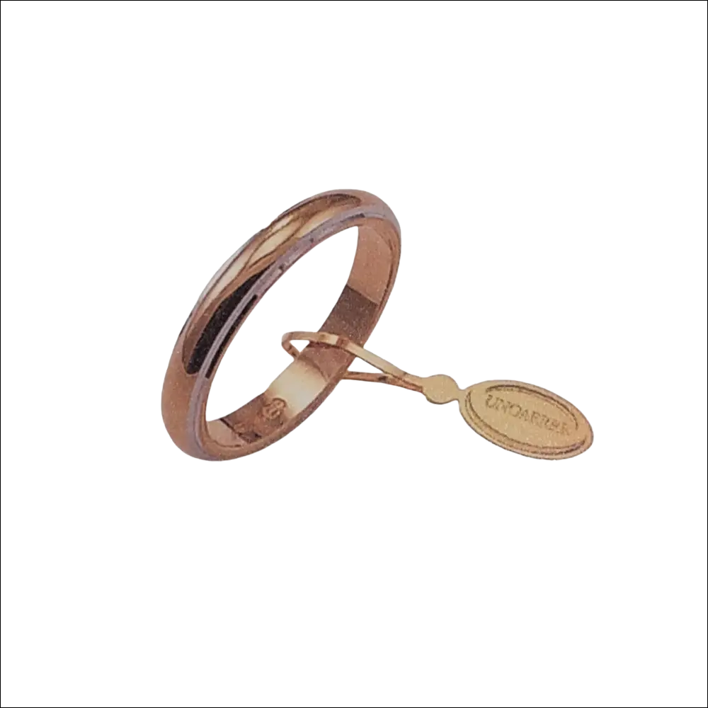 Fede nuziale classica oro rosa Lindgren lucida con etichetta ovale