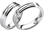 Fedi nuziali in argento con diamanti per il matrimonio Fede Oro Bianco e Diamante COMETE Tristano e Isotta