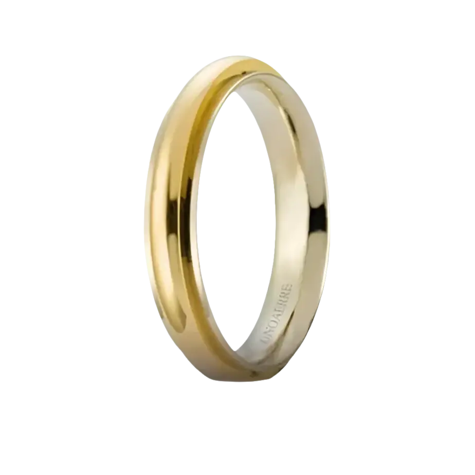 Fede oro giallo e bianco Andromeda UNOAERRE in two-tone gold wedding band design