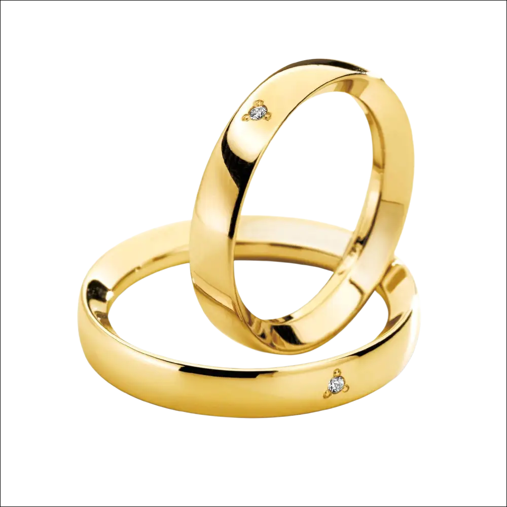 Fede oro giallo COMETE Ivana e Lorenzo con diamante a tre griffe