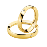 Fede oro giallo COMETE Ivana e Lorenzo con diamante a tre griffe