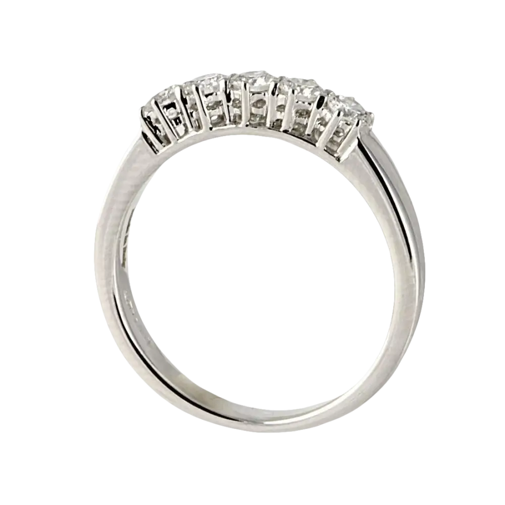 Anello Fede Salvini Oro Bianco con sette diamanti tondi incastonati sulla parte superiore