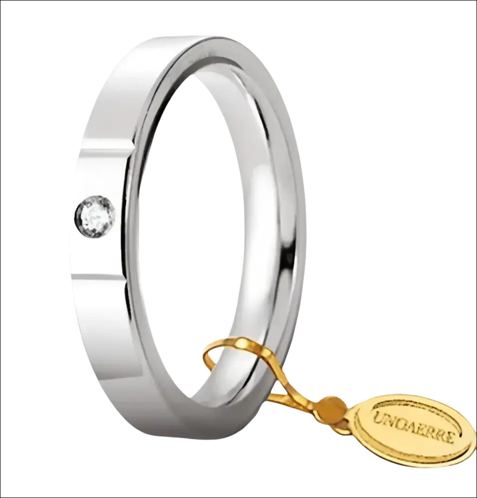 Anello in argento con accento di diamante Fede oro bianco Cerchi di Luce UNOAERRE