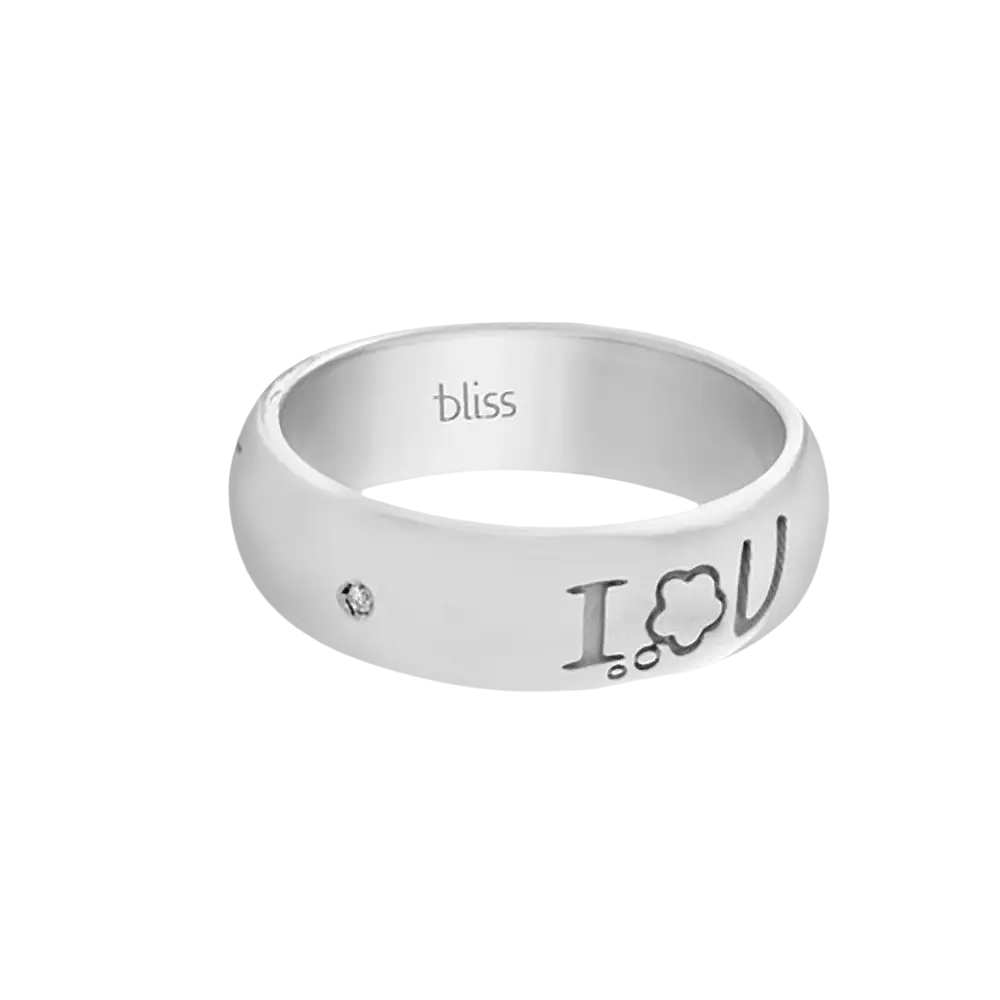 Anello in argento Ti Penso di Bliss con incisione I U e diamante