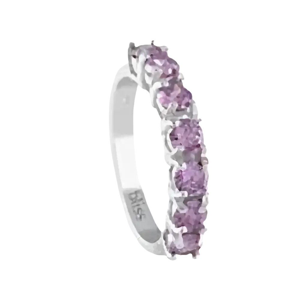 Anello in argento con sette pietre rosa tondo-cut Fedina Argento Zirconi Lilla Principessa